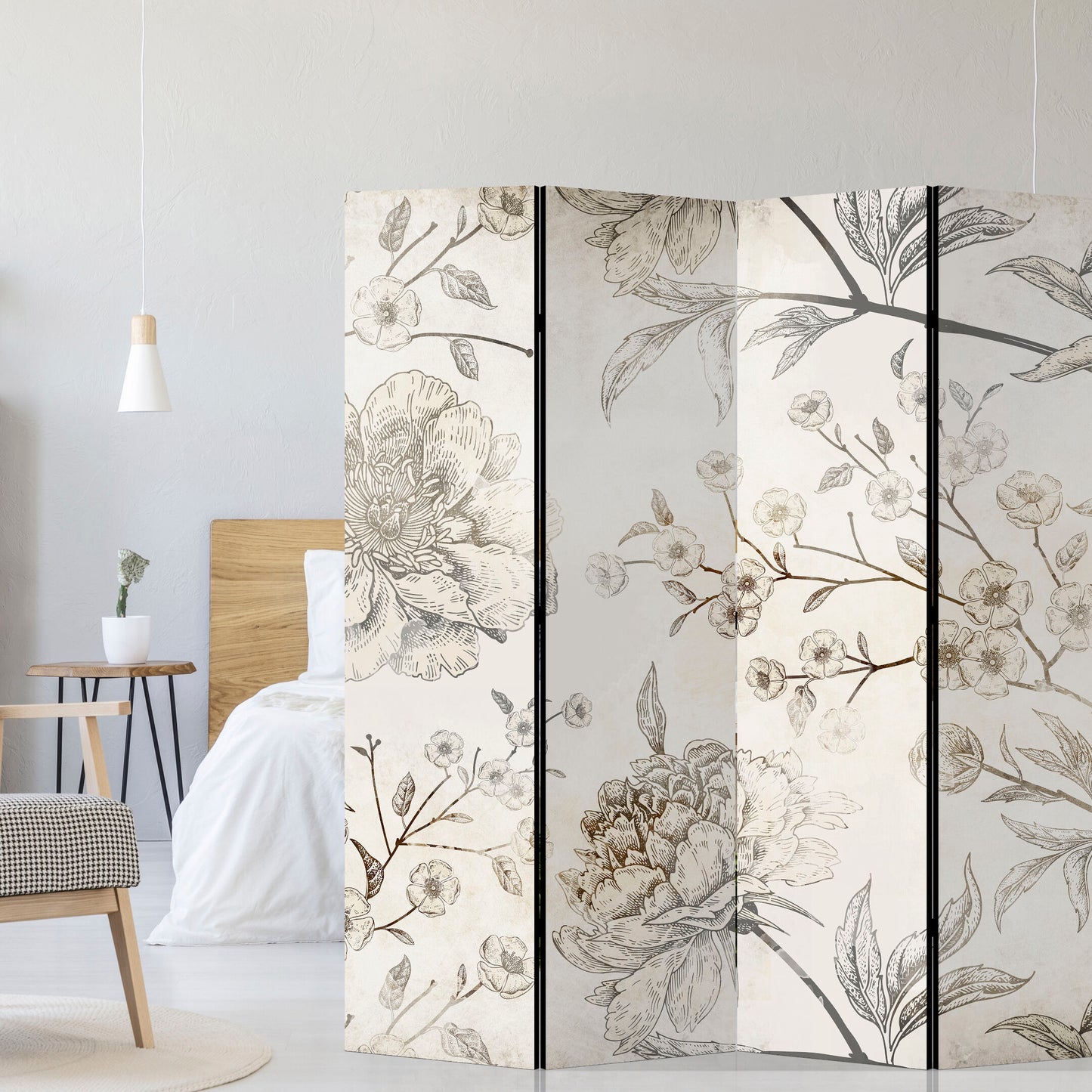 LUMASOUL One-sided screen 135x172 flowers Rustic