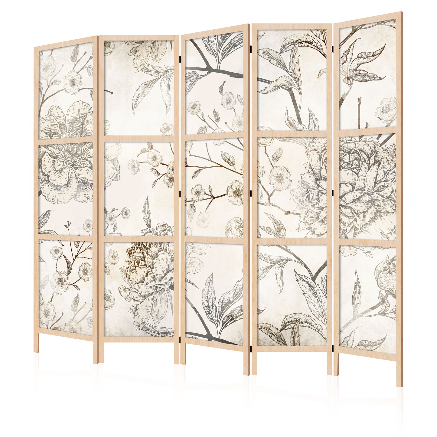LUMASOUL One-sided screen 135x172 flowers Rustic