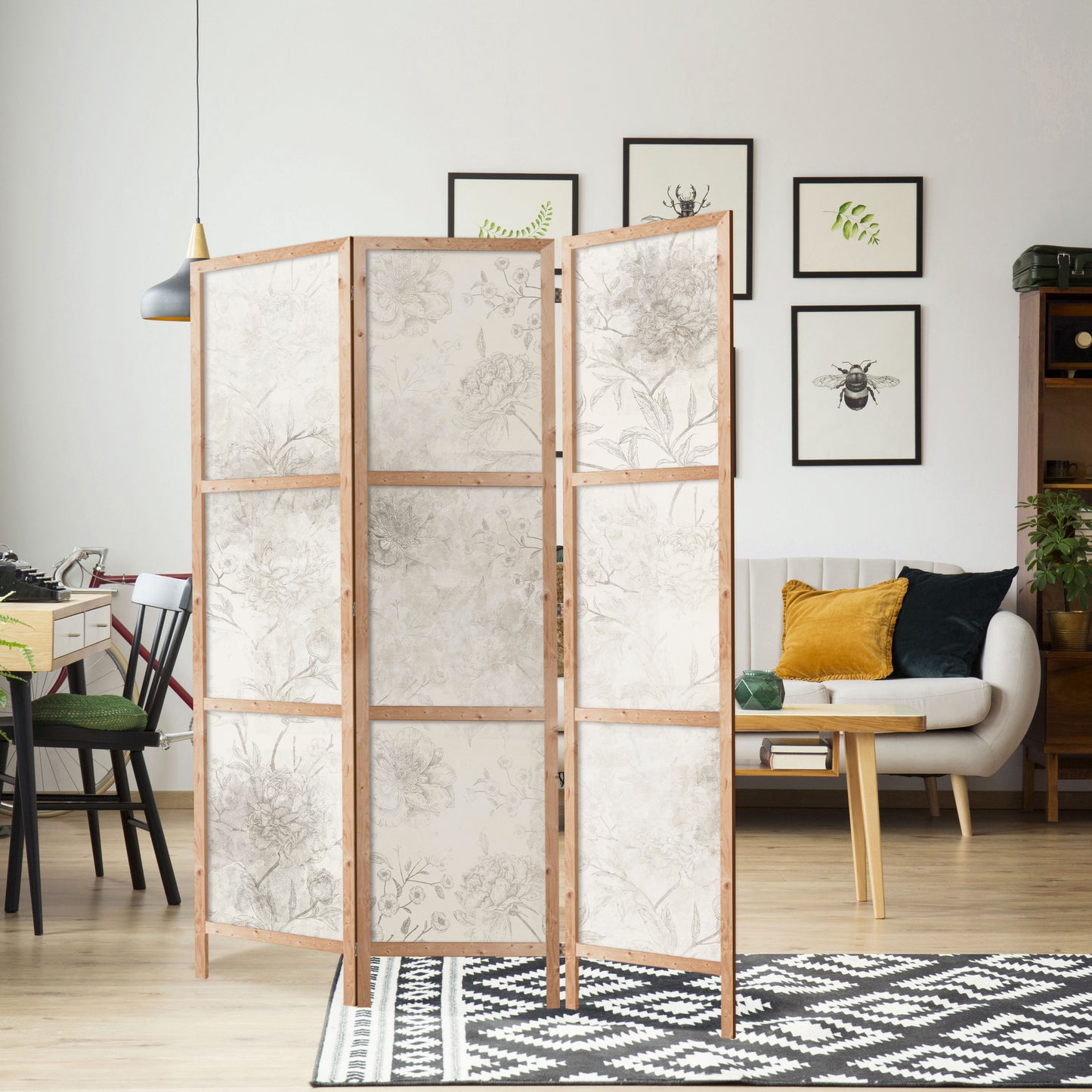 LUMASOUL One-sided screen 135x172 flowers Rustic