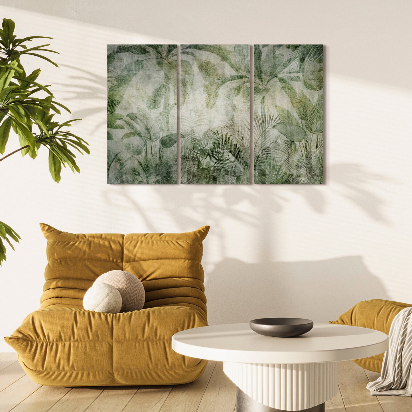 LUMASOUL Obraz Natura Urban Jungle na Płótnie 3-częściowy Tryptyk