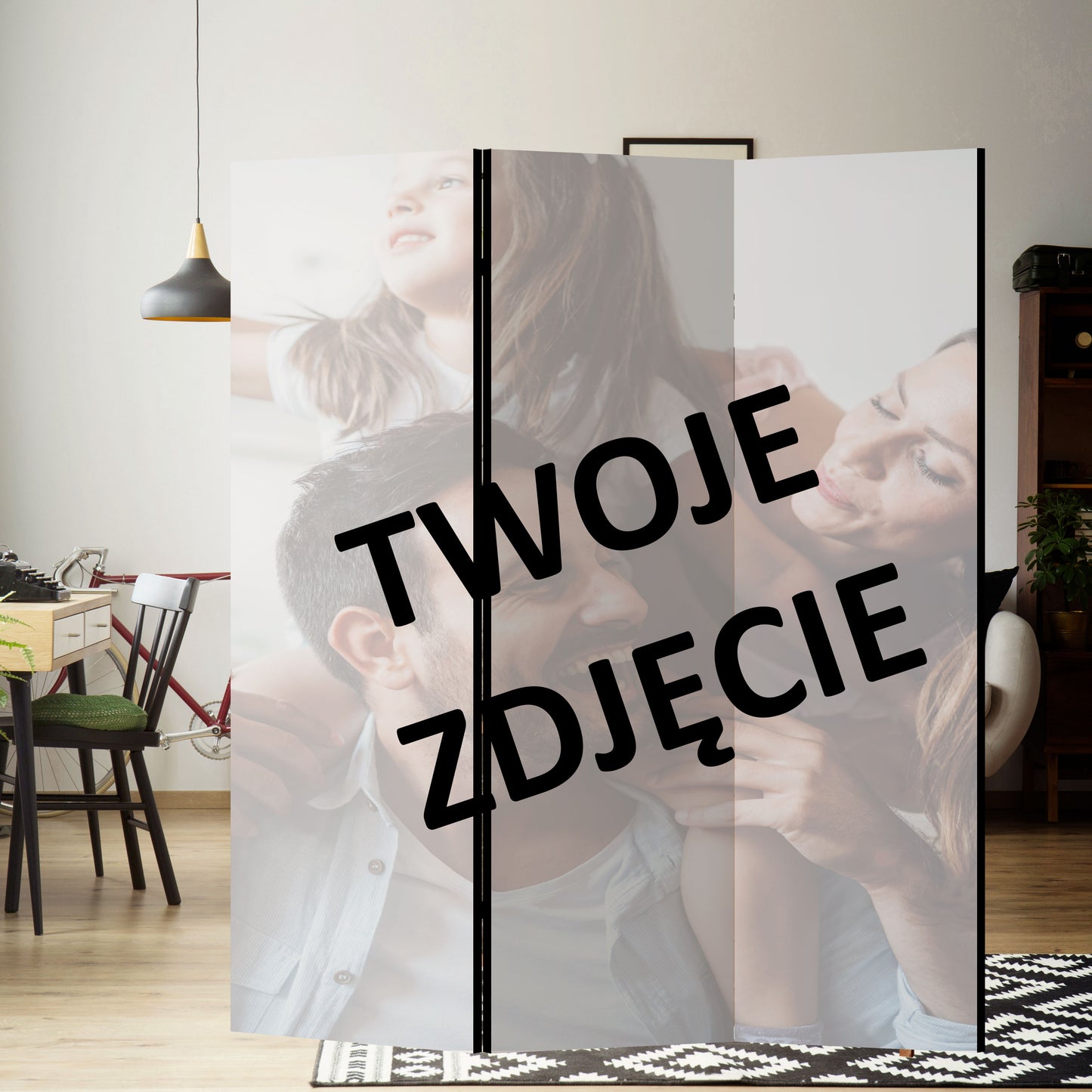LUMASOUL Parawan personalizowany 3-cześciowy 135x172 cm – Twój własny wzór lub zdjęcie